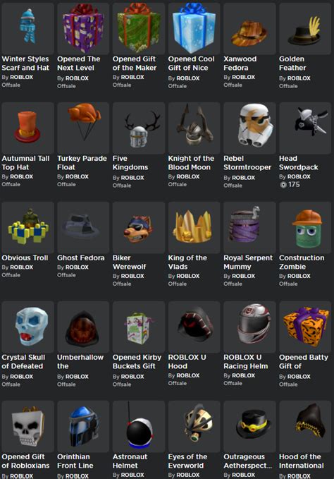 OBC Lifetime Account(Has 8 pages of rare hats including Festive Valk, Regular ROBLOX Pumpkin ...