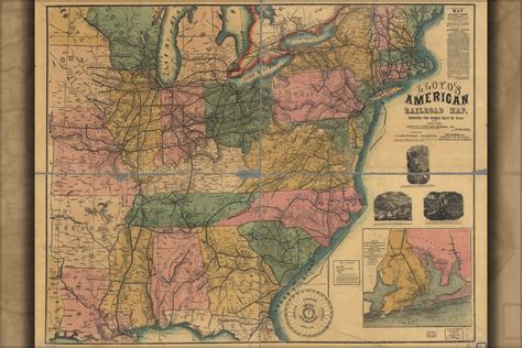24"x36" Gallery Poster, civil war railroad map of united states 1861 - Walmart.com - Walmart.com