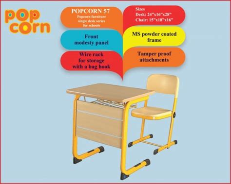 POPCORN FURNITURE SINGLE DESK SERIES FOR SCHOOLS- POPCORN 57 - Popcorn Furniture