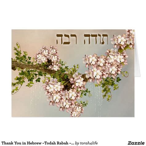 Thank You in Hebrew ~Todah Rabah ~ | Zazzle | Apple blossom, Blossom, Cards