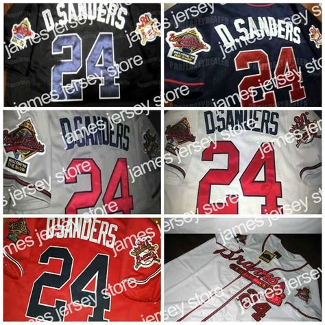 1995 World Series Baseball Jerseys: Custom Black/Red/White/Grey Deion ...