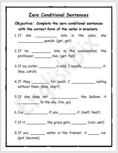 Zero Conditional Sentences Exercise Workbook - EnglishBix