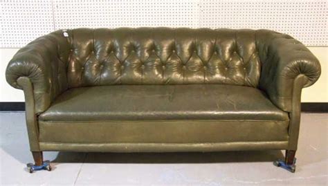 157: Vintage Leather Davenport Sofa