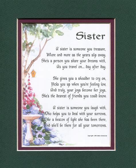 Sister Poem, Sister Gift, Sister Birthday, Sister Present, Best Sister ...