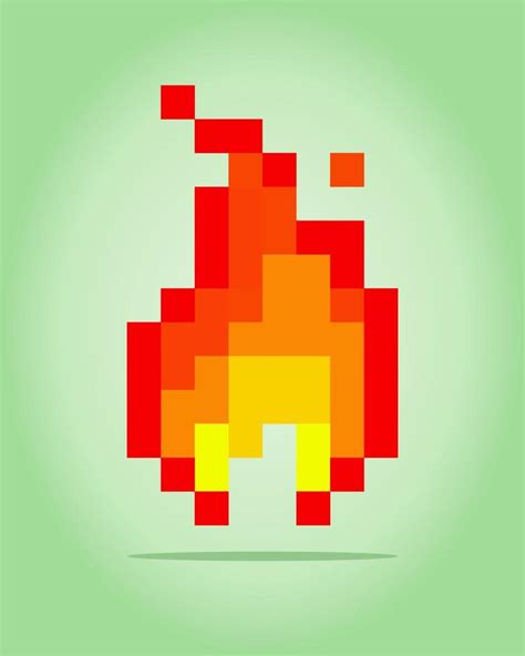 8-bit pixel a fire for GUI image. Asset game on vector illustration ...