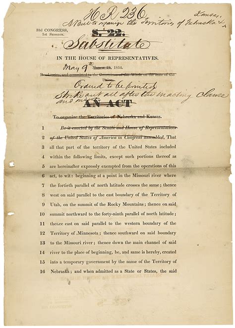 The Kansas-Nebraska Act, 1854 | National Archives