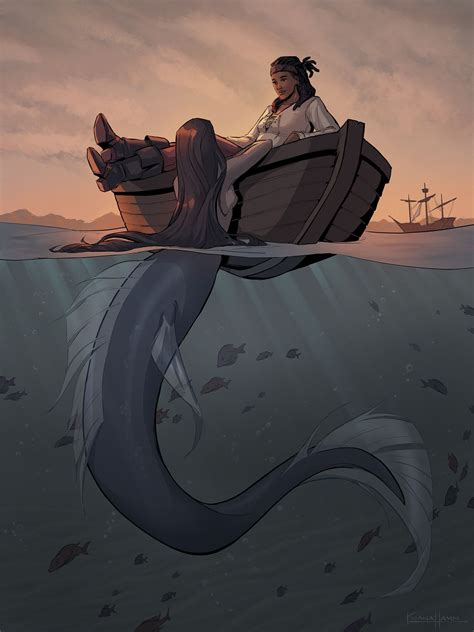 Mermaid and Pirate by Kiana Hamm | Mermaid artwork, Pirate art, Mermaid art