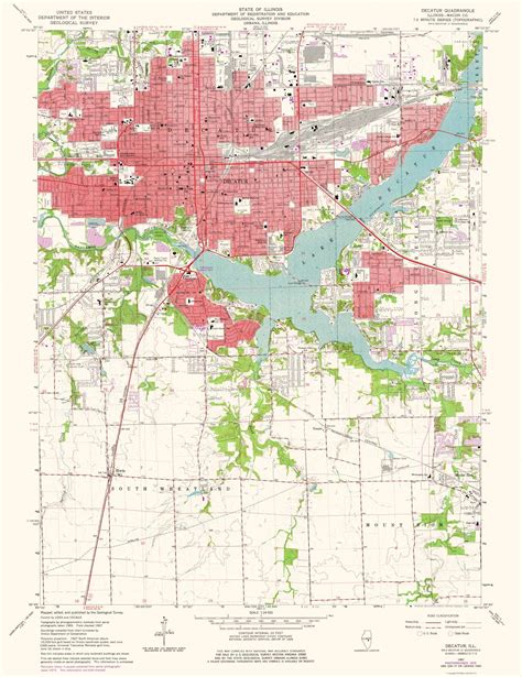 Topo Map - Decatur Illinois Quad - USGS 1975 - 23.00 x 29.90 - Glossy ...