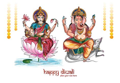 Beautiful celebration happy diwali for ganesh laxmi greeting card background 12051598 Vector Art ...