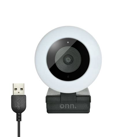 onn. Webcam with Ring Light-3 LED levels, Autofocus, Up to 1440p ...