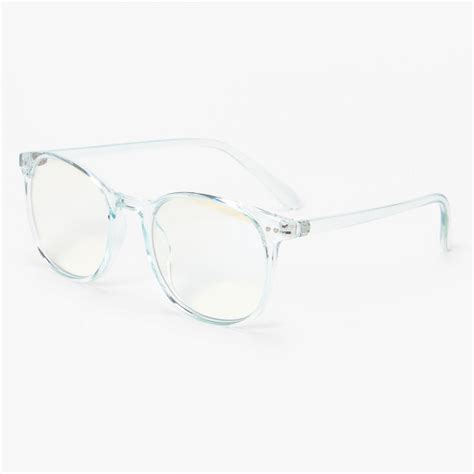 Solar Blue Light Reducing Round Clear Lens Frames - Blue | Claire's US