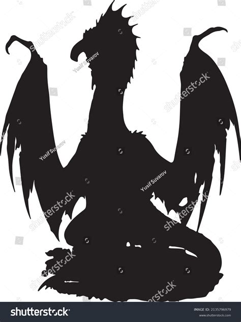 Dragon Silhouette Vector Black White Stock Vector (Royalty Free ...