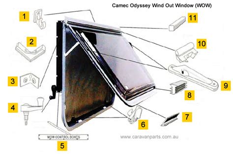 Spare Parts Diagram: Camec Odyssey Wind Out Window (WOW) | Caravan Parts