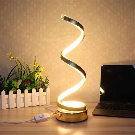 Creatives Design Spiral Modern LED Table Desk Lamp 24w Warm White Light For Bedroom Beside Lamp ...