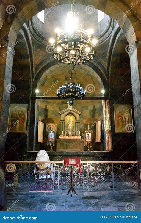 Artashat, Armenia-April, 29 2019: Interior of Church of Holy Virgin in Khor Virap Monastery ...