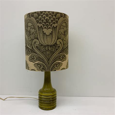 Vintage green ceramic table lamp, 1970's | #91676