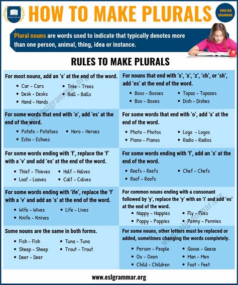 Regular & Irregular Plural Nouns: How to Make Plurals in English? - ESL Grammar | Plurals ...