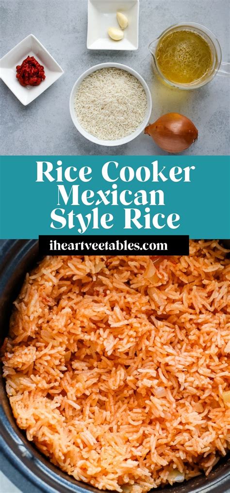 rice cooker mexican style rice in a crock pot with ingredients on the side