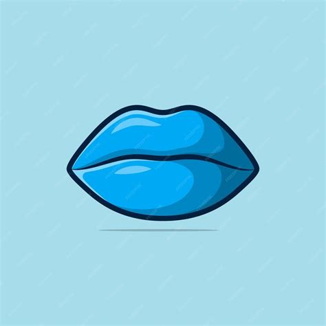 Premium Vector | Woman's lips with blue lipstick and kiss gesture