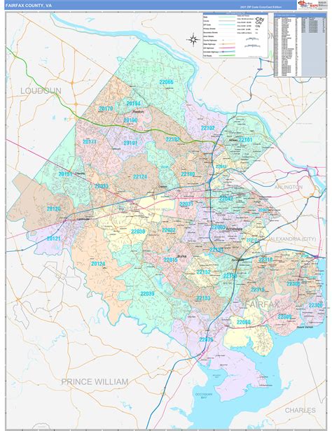 Fairfax County, VA Wall Map Color Cast Style by MarketMAPS - MapSales