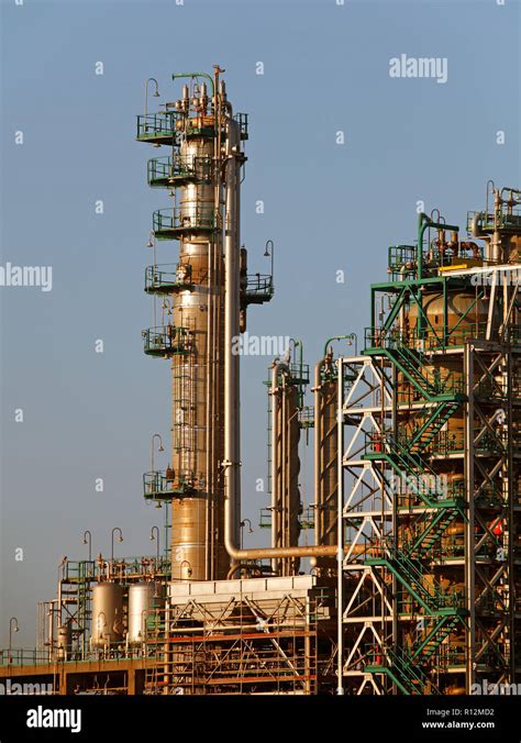 Part of a big oil refinery and powerplant under construction Stock ...