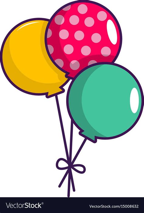 Three colorful balloons icon. Cartoon illustration of three colorful ...