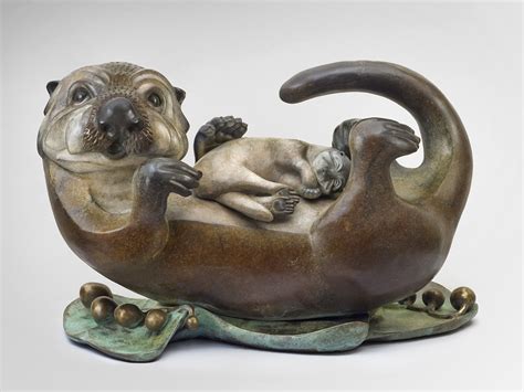 Sea Otter Mom & Pup by Pokey Park (Metal Sculpture) | American Artwork