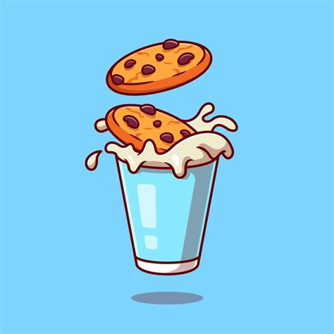 Milk And Cookies Cartoon Vector Icon Illustration. Food And Drink Icon Concept Isolated Premium ...