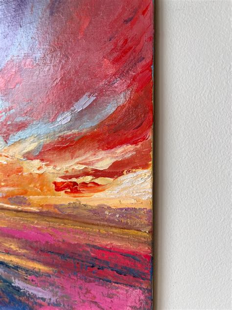 Pink Sky Oil Painting Sky Original Painting Sky Wall Art Seascape ...