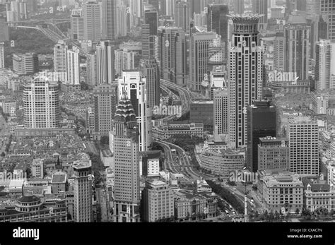 Shanghai Skyline Black And White High Resolution Stock Photography and ...