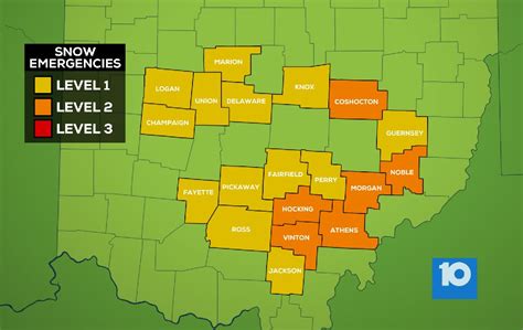 Map Of Snow Emergency Levels In Ohio | Maps Of Ohio