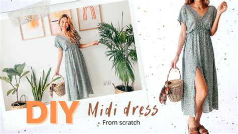 DIY MIDI DRESS from scratch - An easy way to make a pretty dress for your wardrobe - YouTube