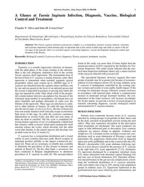 (PDF) A Glance at Taenia Saginata Infection, Diagnosis, Vaccine ...