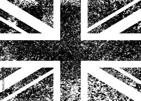 Vintage Union Jack, Great Britain grunge flag, black and white, vector illustration. vector de ...