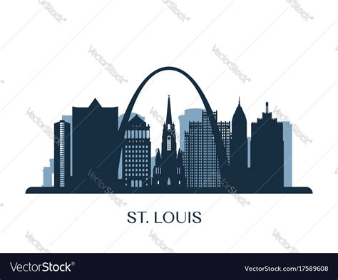 St louis skyline monochrome silhouette Royalty Free Vector