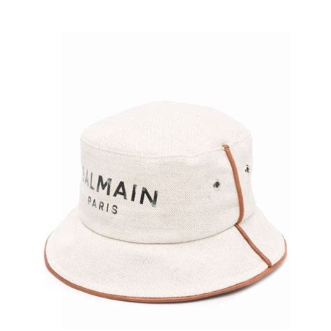 Logo print white bucket Hat