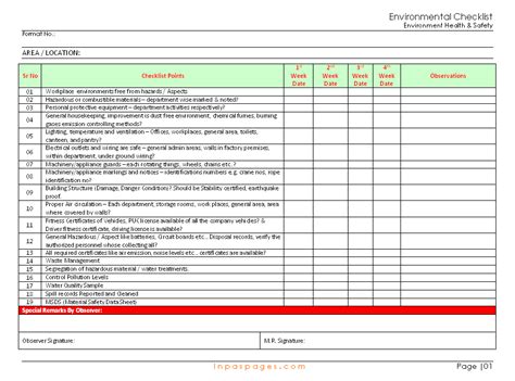 Environmental checklist