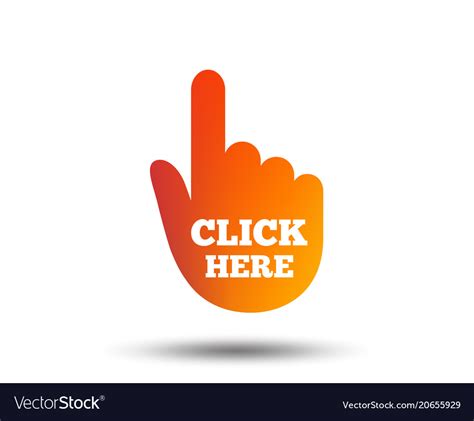 Click here hand sign icon press button Royalty Free Vector