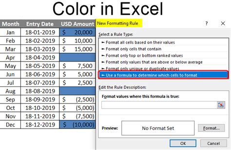 Set color to cell in excel