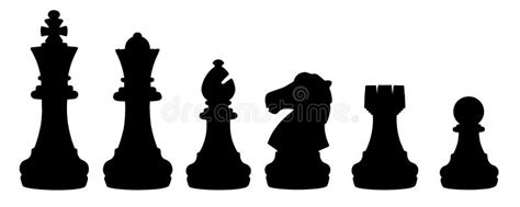 Isolated Silhouette Chess Set Chess Piece King, Queen, Bishop, Knight ...