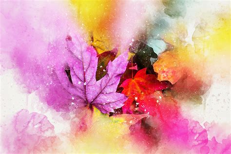 Artistic Watercolor Leaf HD Wallpaper by ractapopulous