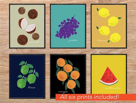 Kitchen Decor Gallery Wall Set Food Art Print Set of 6 - Etsy