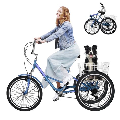 Mooncool Adult Folding Tricycle 7-Speed, Adult Trikes 24 inch Wheel Cruiser Bike with Cargo ...