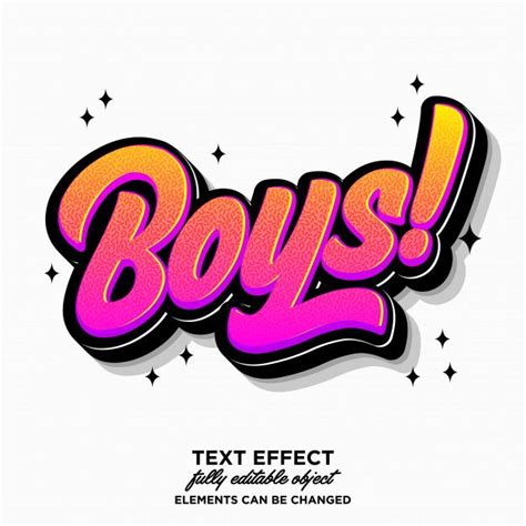 Premium Vector | Editable boys sticker text effect | Text art ...