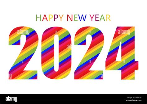 Rainbow Happy New Year 2024 Design Template. Modern Design for Calendar, Invitations, Greeting ...