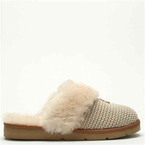 UGG Cozy Knit Cream Sheepskin Slippers in Natural - Lyst