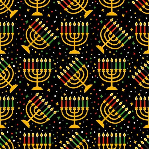 Premium Vector | Cute kwanzaa seamless pattern with seven kinara candles and dots stars in ...