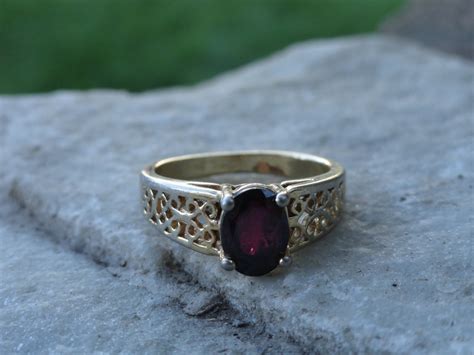 Vintage Gold Plated Faux Garnet Ring