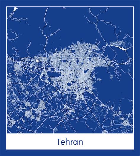 Premium Vector | Tehran iran asia city map blue print vector illustration