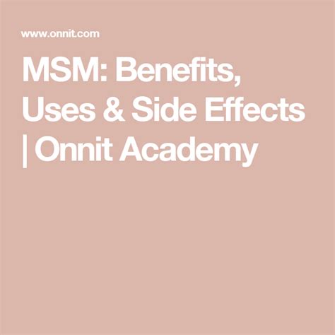 MSM: Benefits, Uses & Side Effects | Onnit Academy | Msm benefits, Msm, Onnit academy